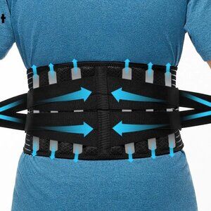 Glofit Back Brace for Lower Back Pain Relief 6 Stays Waist Support Belt Size MED